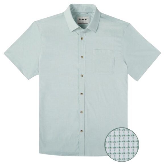 Poncho Men's Short Sleeve The Green Monster Button Down Shirt White Green Medium - Picture 1 of 14